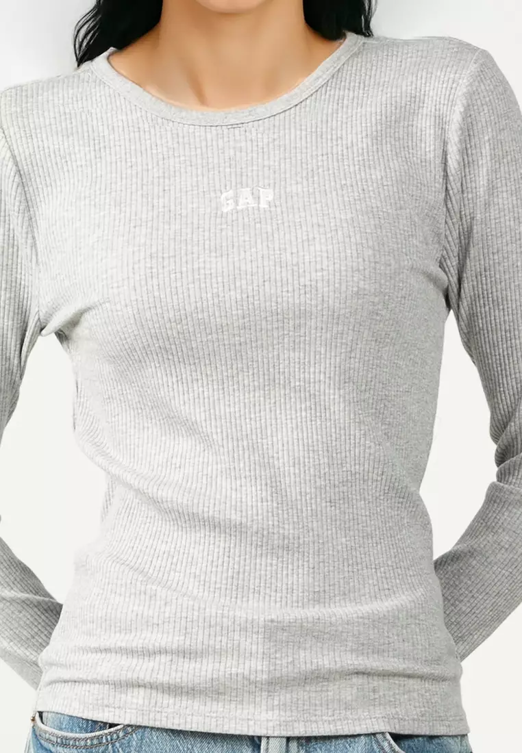 International Long Sleeve Modern Ribbed Cropped Tee