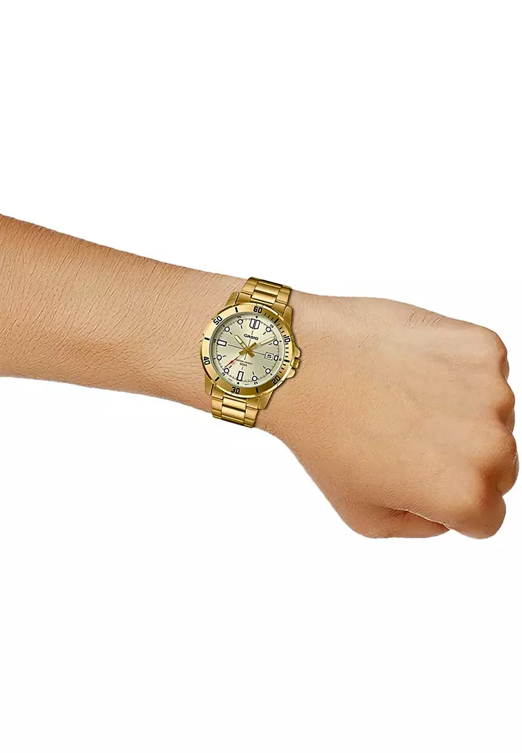 Casio - Jam Tangan Pria - Gold - Stainless Steel Bracelet - MTP-VD01G-9EVUDF