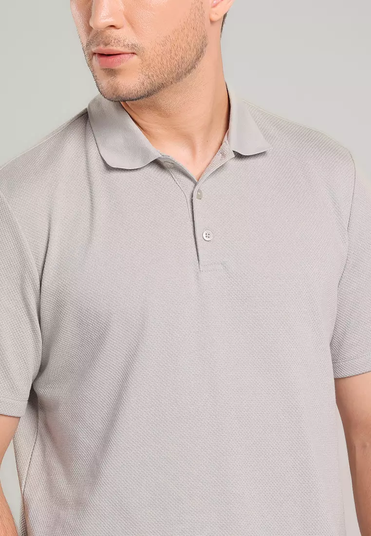 MOC - Kaos Polo Pria Lengan Pendek Aziel - Light Grey