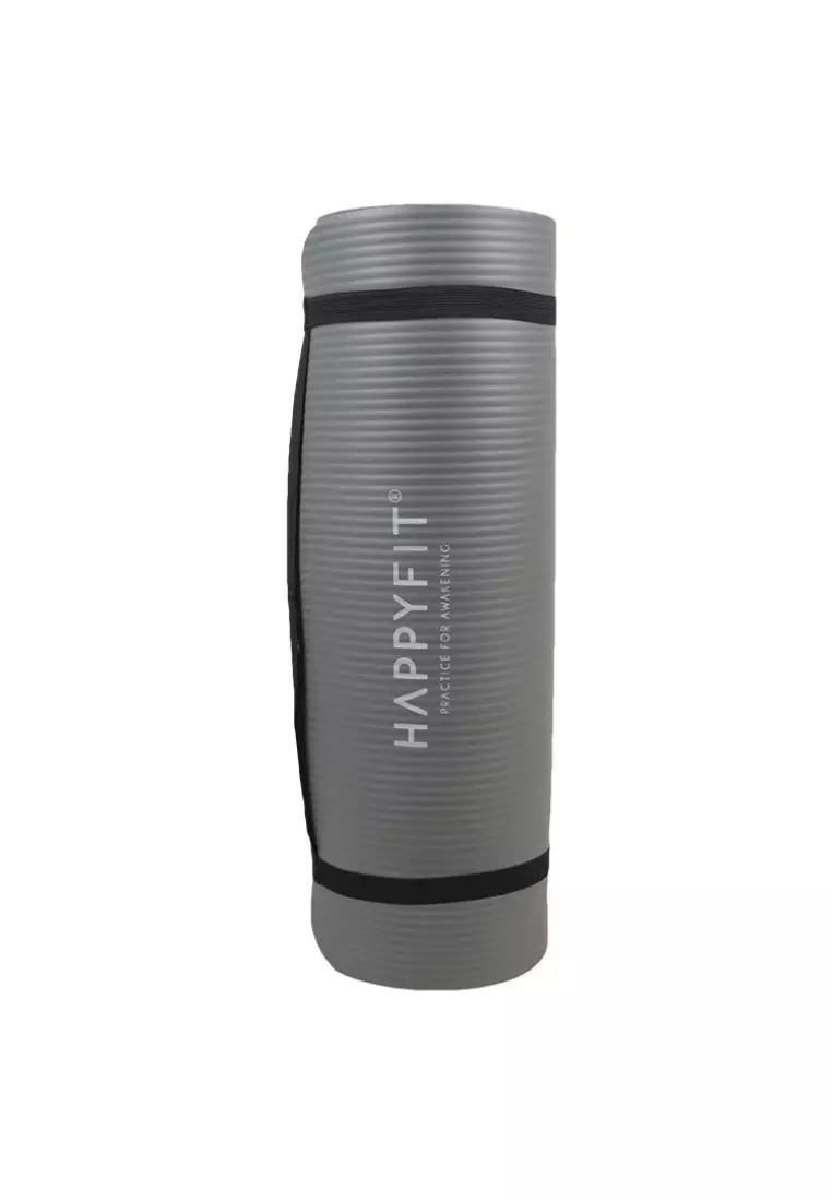 HAPPYFIT Yoga Mat Polos NBR 15mm Free Strap Grey