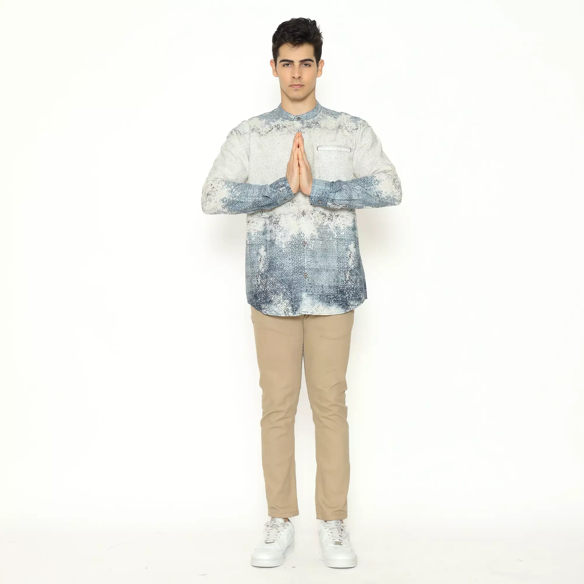 AMK Kemeja Koko Pria Printing  Lengan Panjang KK NIZAM L/S NAVY BLUE