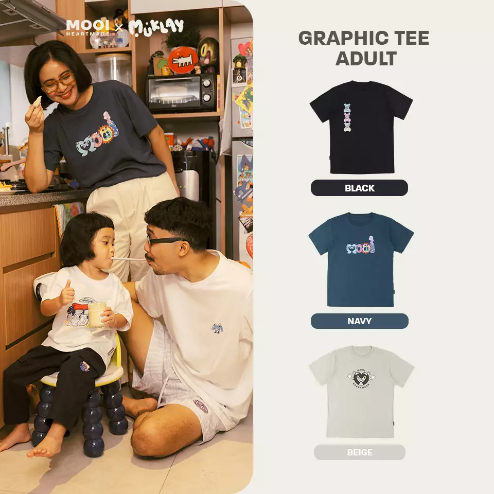 Mooi X Muklay Kaos Dewasa Unisex Graphic Tee Adult - Beige