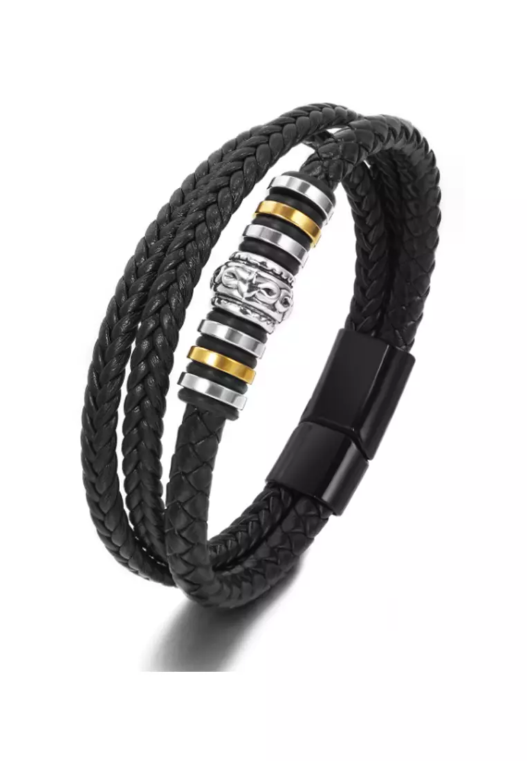 Buy Kings Collection Black Ethnic Woven Bracelet Circumference