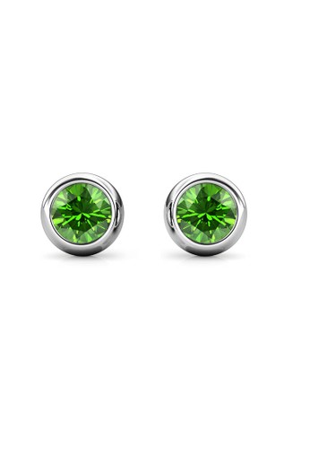 Her Jewellery green and silver Birth Stone Moon Earring August Peridot WG - Anting Crystal Swarovski by Her Jewellery BE131AC033E9B6GS_1
