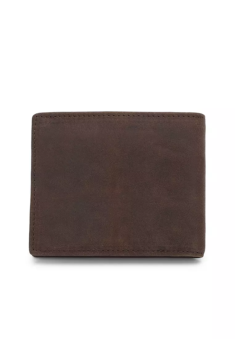 Genuine Leather RFID Short Wallet - Brown