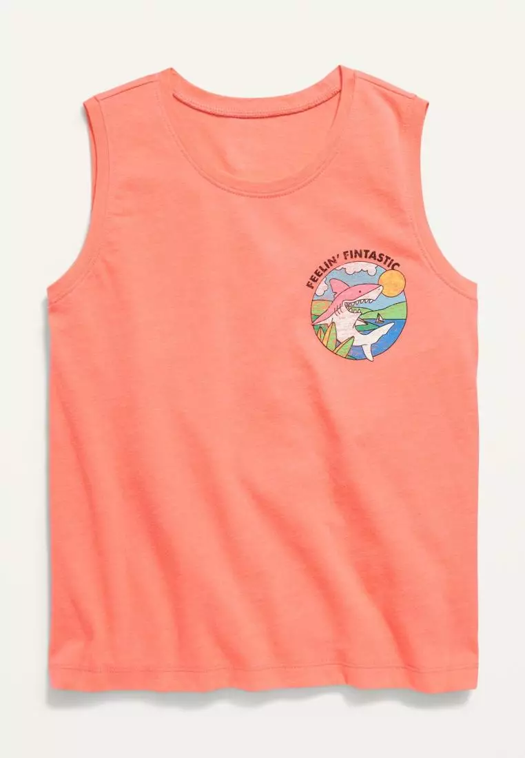 Soft-Washed Graphic Sleeveless T-Shirt for Girls