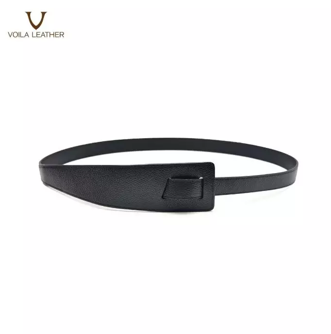 Fashion Stylish Genuine Leather Women Obi Belt Voila Illona Black