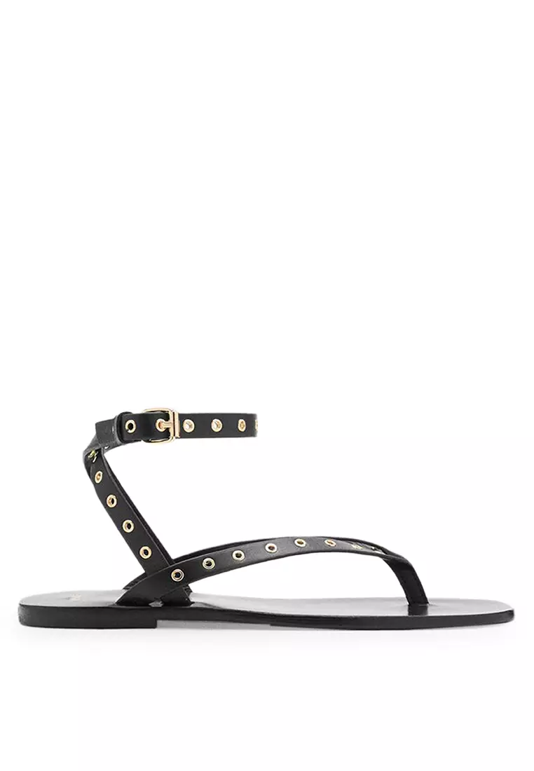Discount on Mango  shoes - SKU: Leather Sandals With Die-Cut Straps