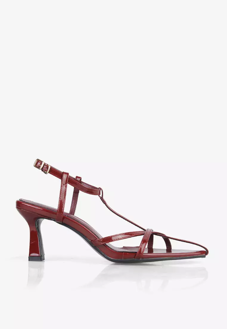 Celestine Pointy Strappy Spool Heels Tali Pesta