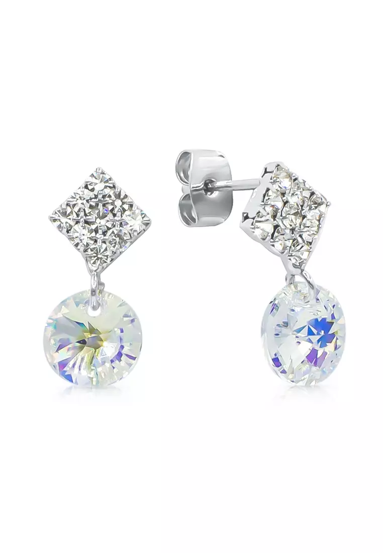 Exquisite Dangle Aurore Boreale Swarovski® Crystals Stud Earrings and Necklace Set