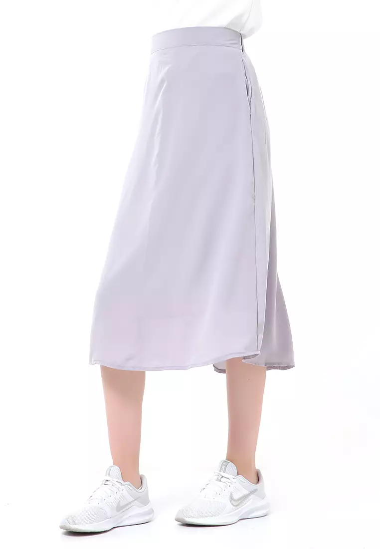 Trisha Rok Midi Wanita Model A-Line Simple Palin Motive Material Crepe ORIGINAL - Dusty Lilac