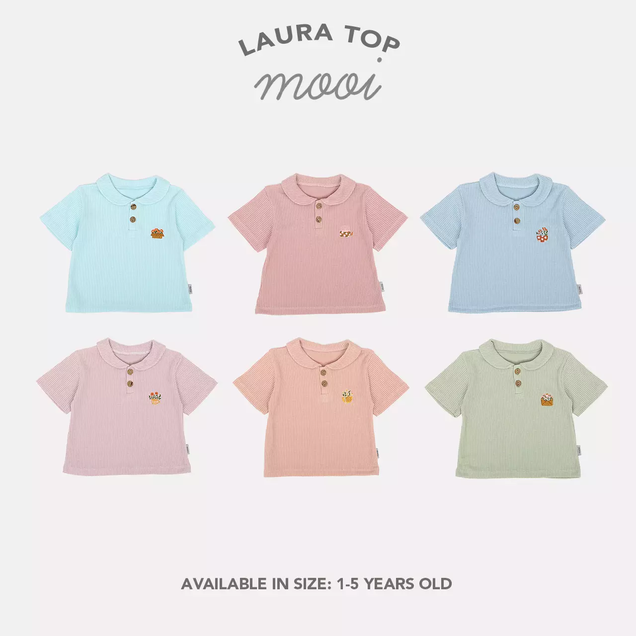 Mooi Atasan Anak Perempuan Laura Rib Top - Skylight