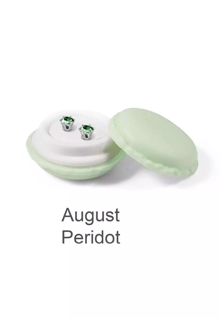 Birth Stone Earring August Peridot WG - Anting Crystal Swarovski by Her Jewellery