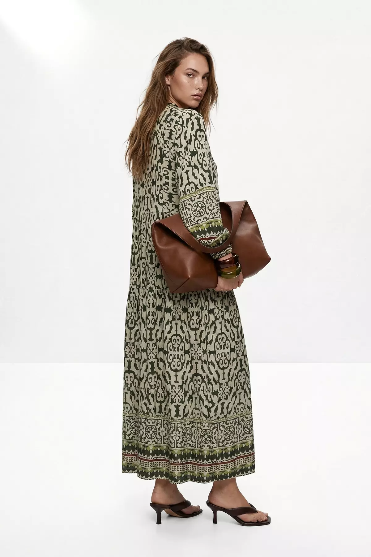 Dark Khaki Unlined Ethnic Woven Dress&Jumpsuit Shally Hijab Dress Tctss24Eb00221