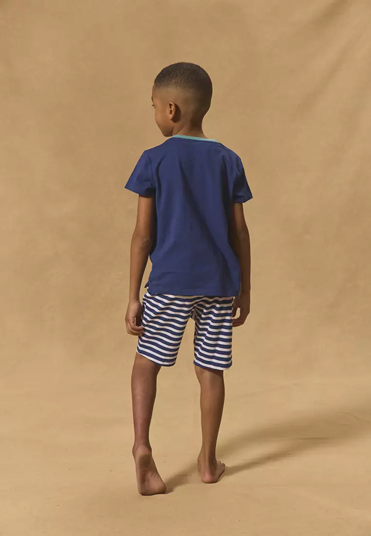 Blue Shark T-Shirt And Shorts Set