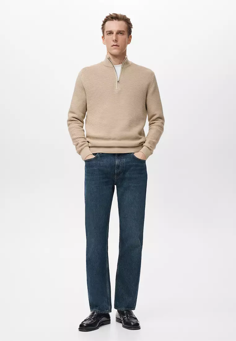 Cotton Sweater With Neck Zip