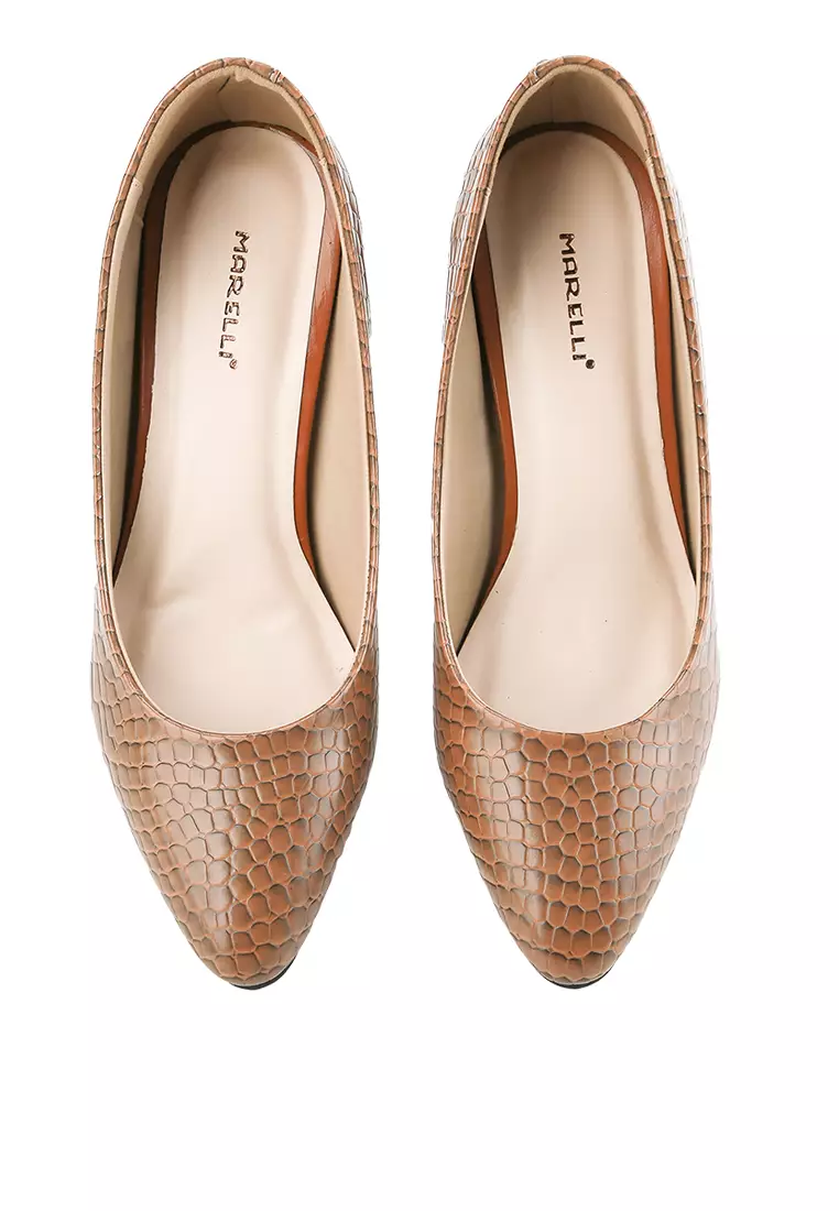 Celine Sepatu Pantofel Wanita Kantor Pumps - Mustard Croco