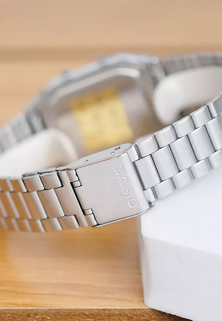Vintage Women Analog-Digital Watch AQ-230A-9AMQY Silver Stainless Steel Strap