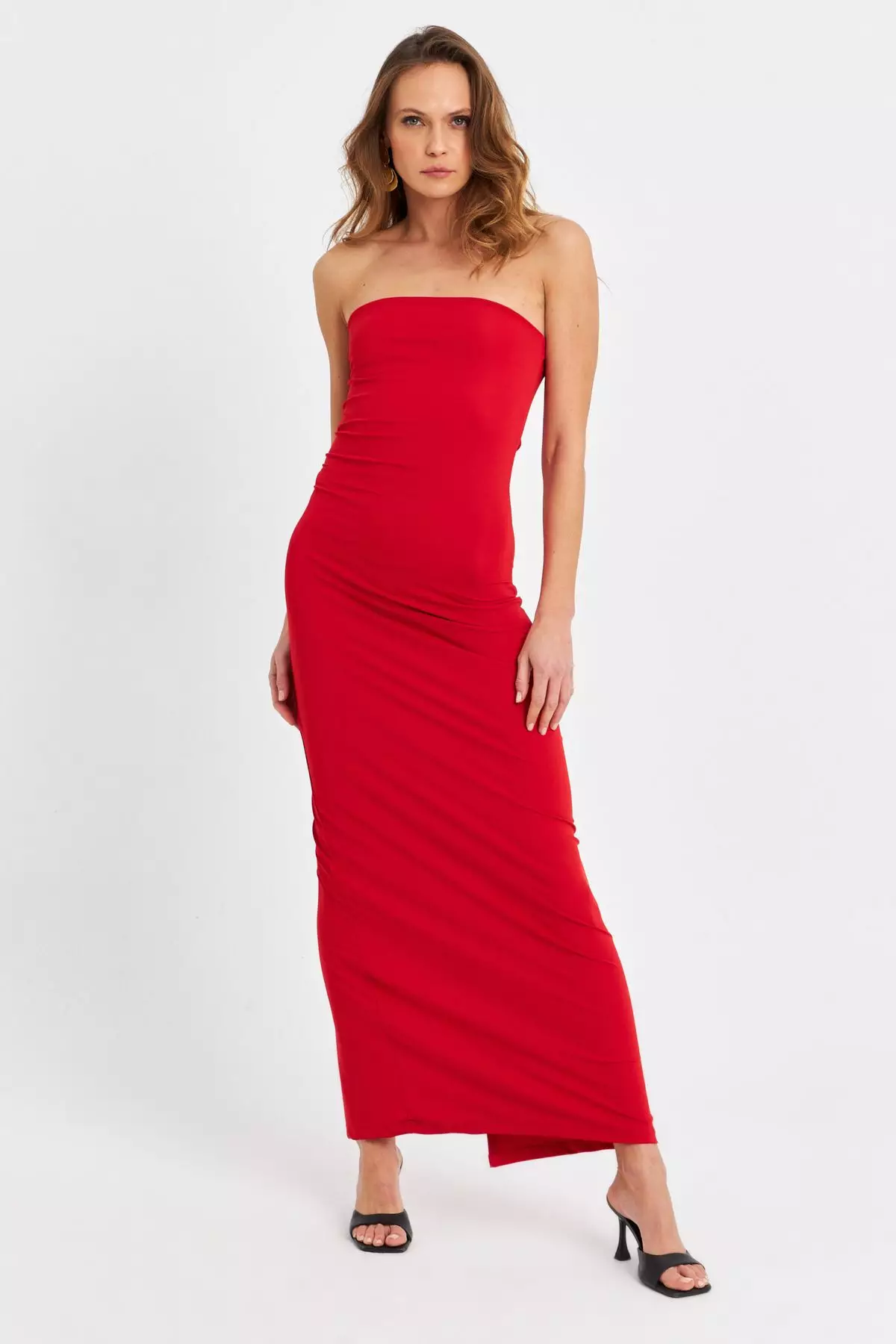 Strapless Slit Maxi Dress