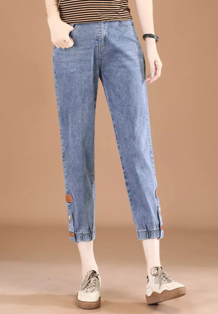 Elastic jeans for girls cheap