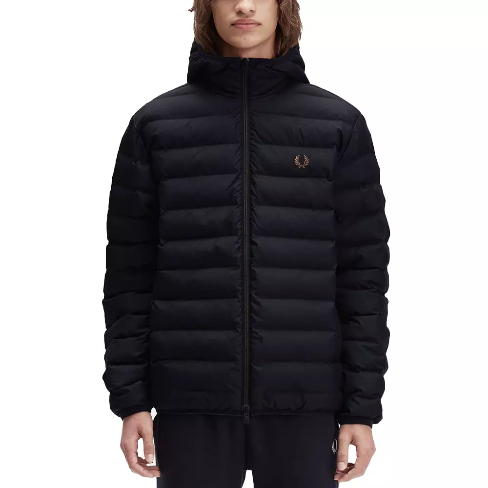 Zip Hooded Insulated Puffer Jacket Black