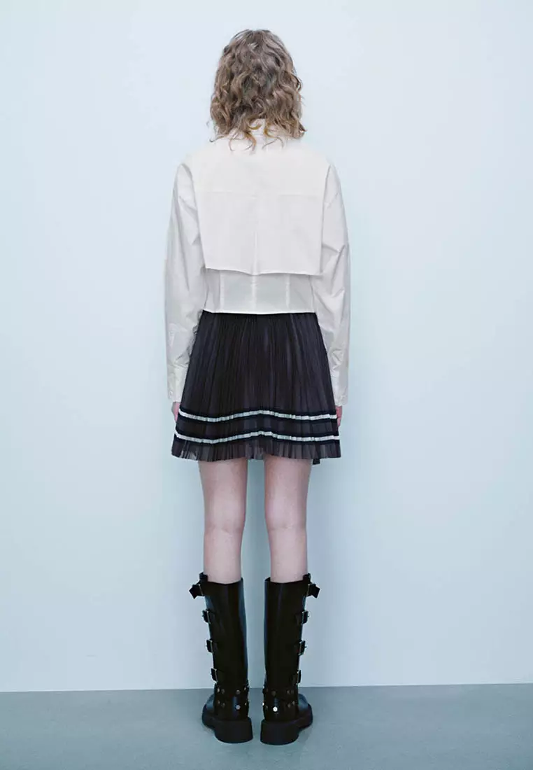 Pleated Mini A-Line Skirt