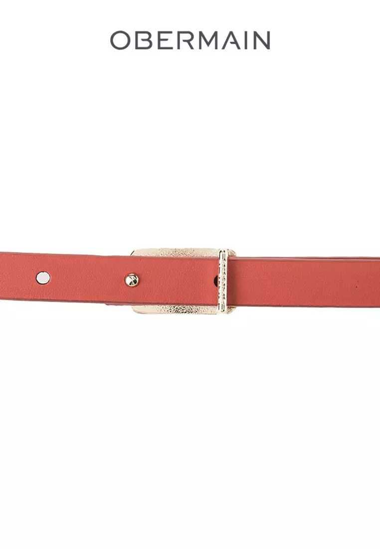 Ladies Belt 15MM Flat Buckle Leather Tan
