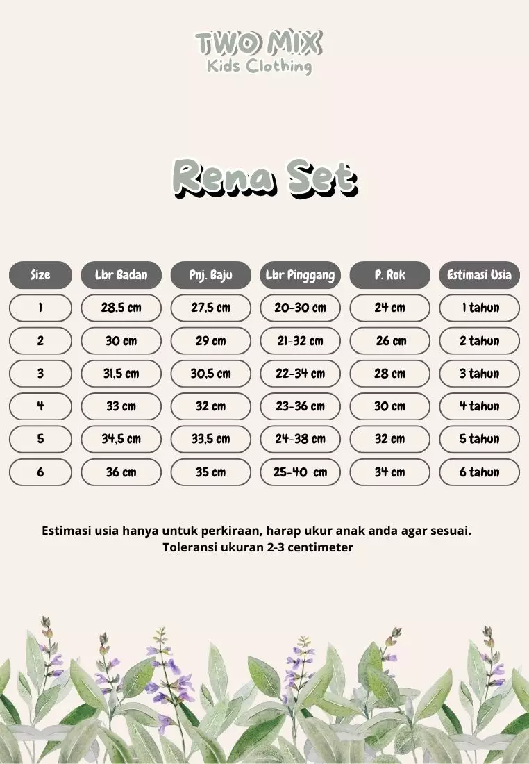 Two Mix - Rena Set - One Set Anak Cewek - Setelan Anak Korean Style 1-6 Tahun 4416 Violet