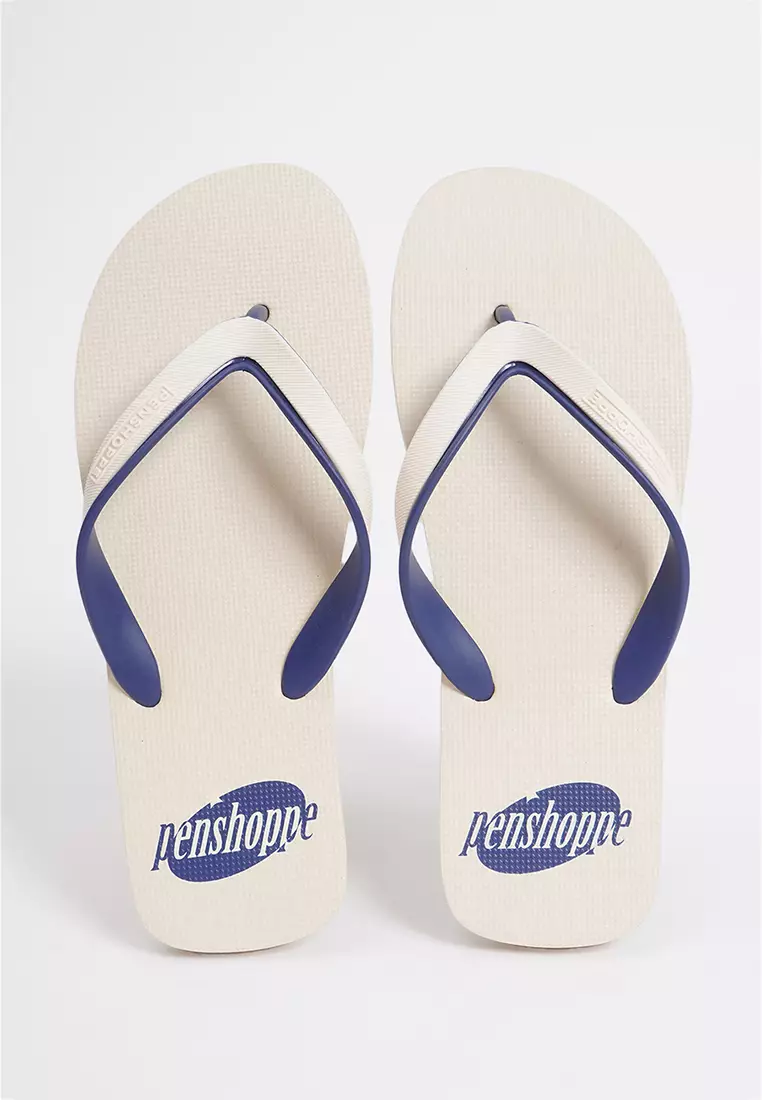 Discount on Penshoppe  shoes - SKU: Men's Two-Tone Strap Flip Flops With Branding