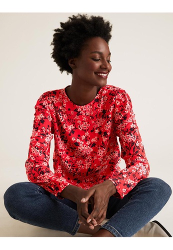 Buy MARKS & SPENCER M&S Floral Puff Sleeve Blouse Online ...