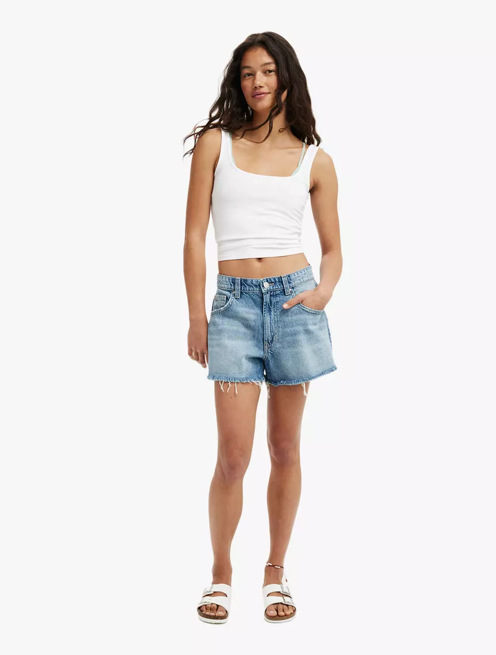 Cotton On - DENIM SHORTS/SKIRTS - Original Cut Off Denim Short - SALTWATER BLUE WORN