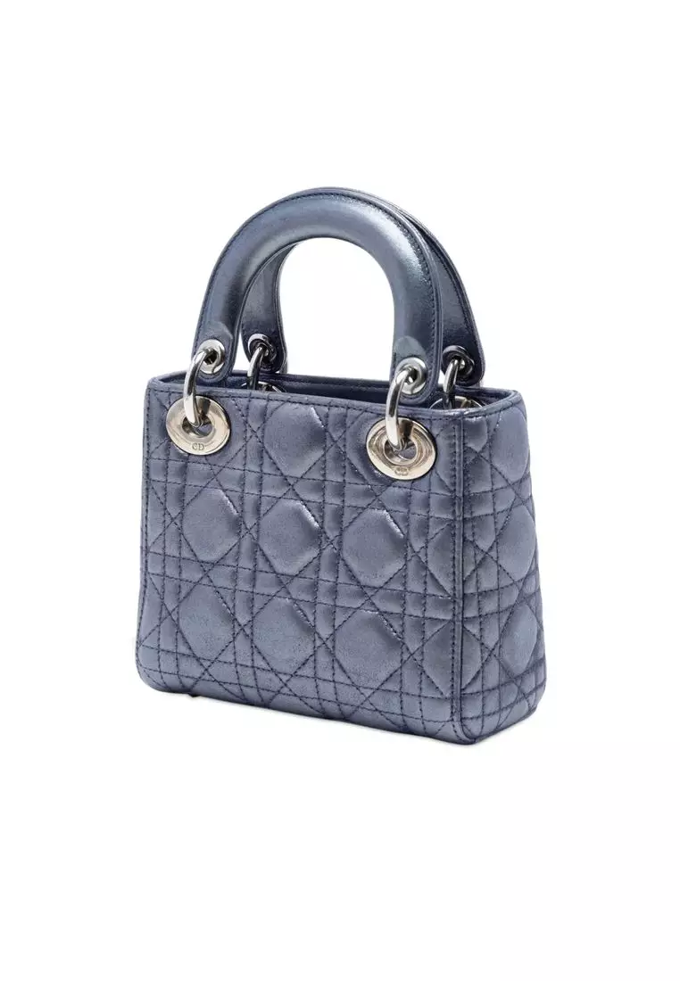 Pre-Loved Dior Mini Iridescent Lambskin Cannage Lady Dior