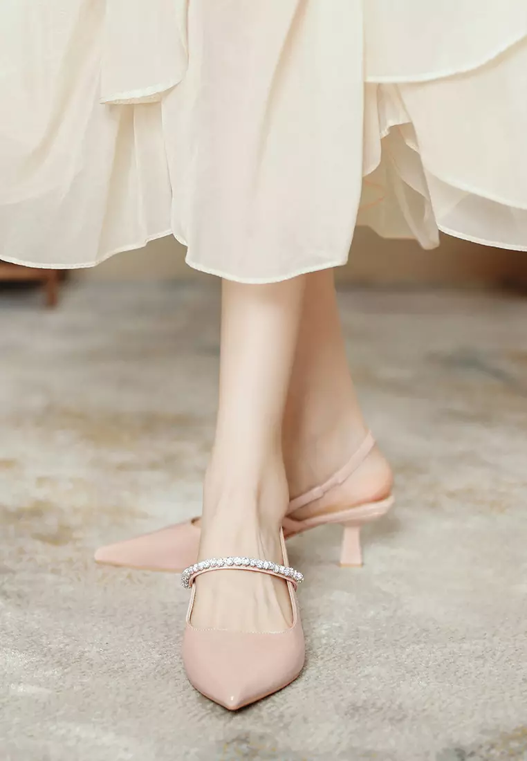 5.5CM Rhinestone Strap Slingback Heel TE7246-3