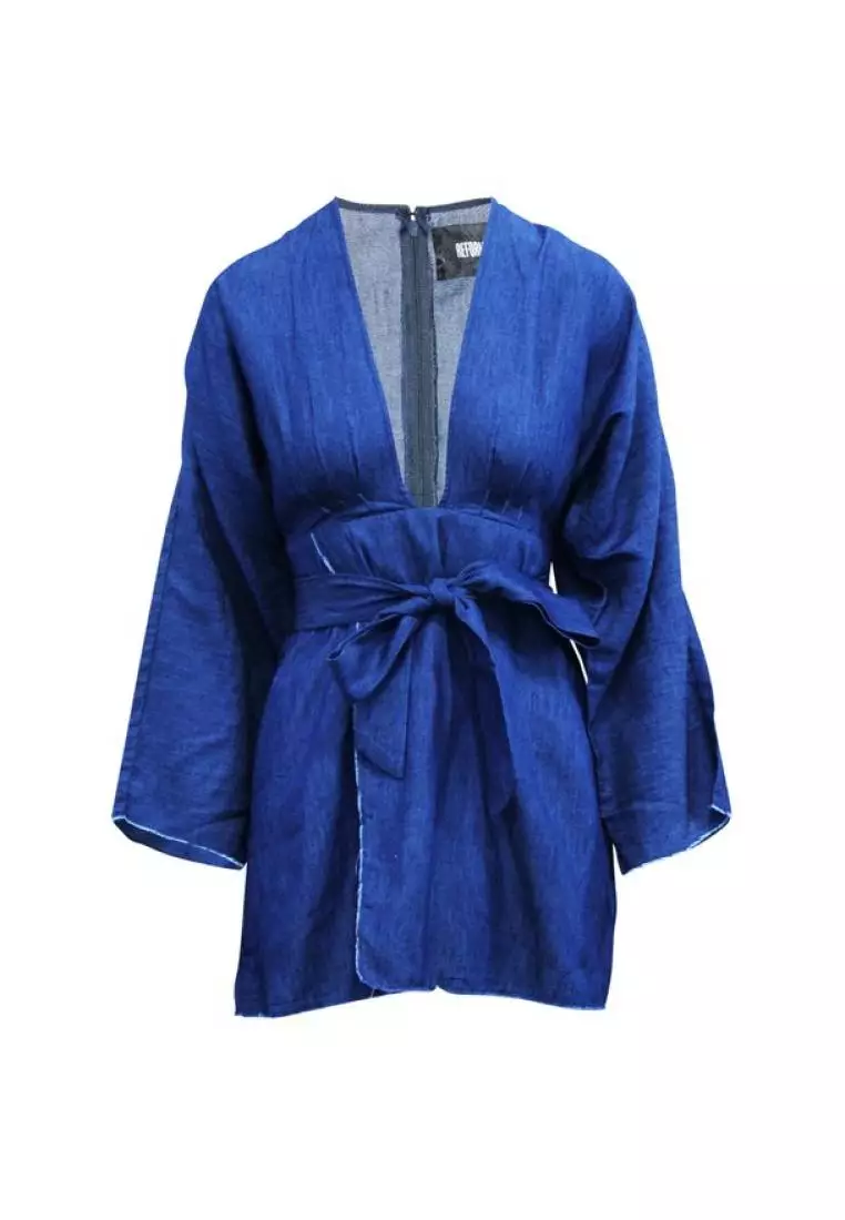 Buy Reformation Pre Loved REFORMATION Denim Long Sleeve Mini Dress