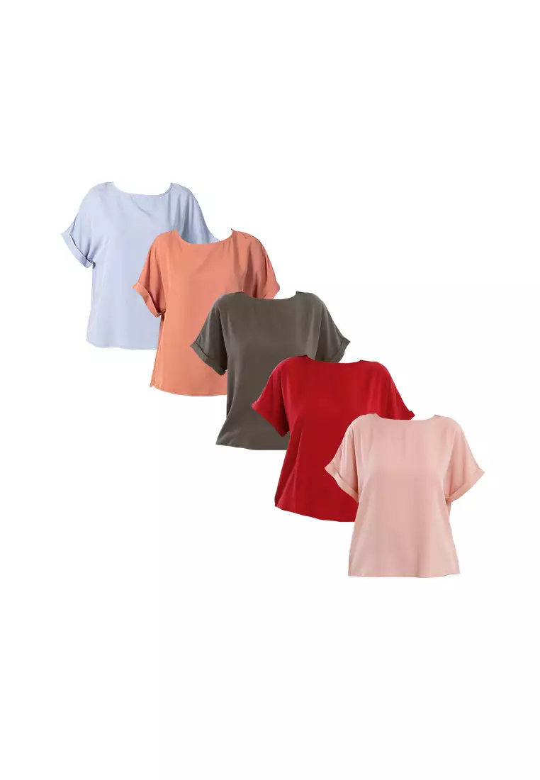 Forest Ladies Rayon Lyocell Casual Plain Blouse Women Short Sleeve Blouse - 822416-56Maroon