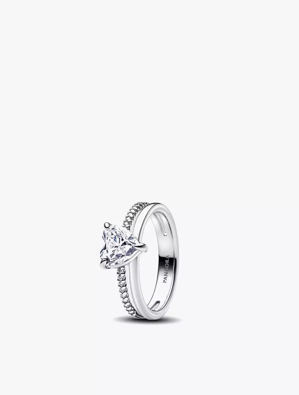 Heart sterling silver ring with clear cubic zirconia