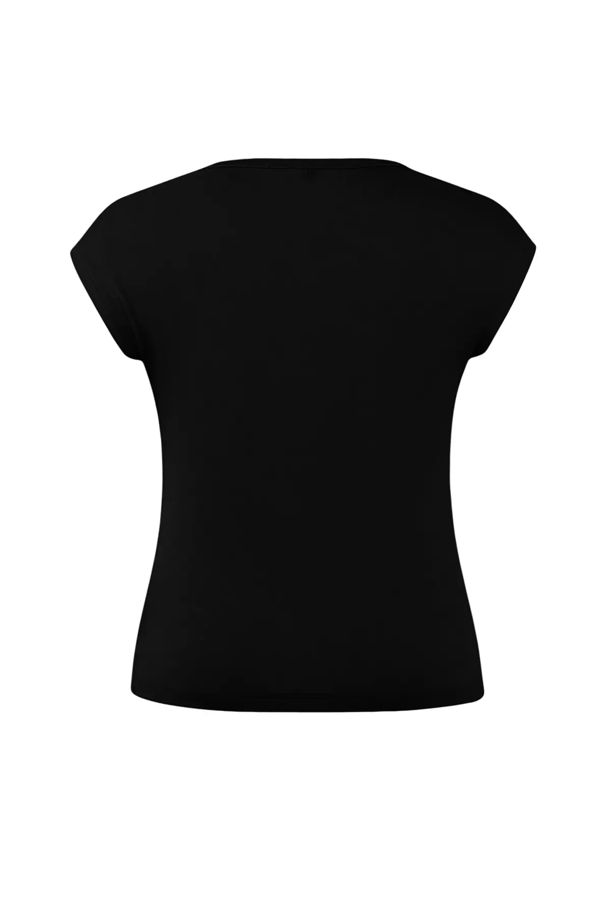 Black Viscose Ribbed Flexible Comfortable Basic Knitted Plus Size Blouse Tbbss26Af00053