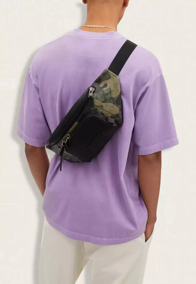 Coach Track Belt Bag In Signature Canvas With Camo Print Green Multi