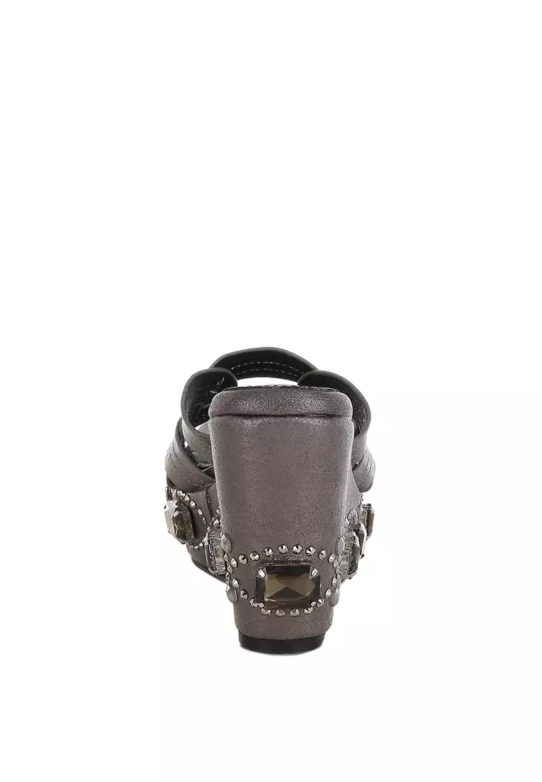 Sandal Potongan Berlian Imitasi & Berlian Imitasi Tebal dari Pewter