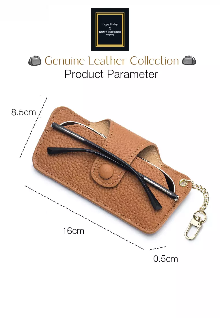 Full Grain Leather Minimalist Snap Button Glasses Case JW AN-9990