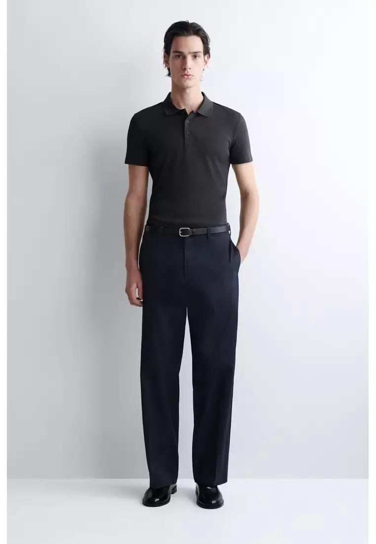 SLIM RIBBED COTTON POLO SHIRT