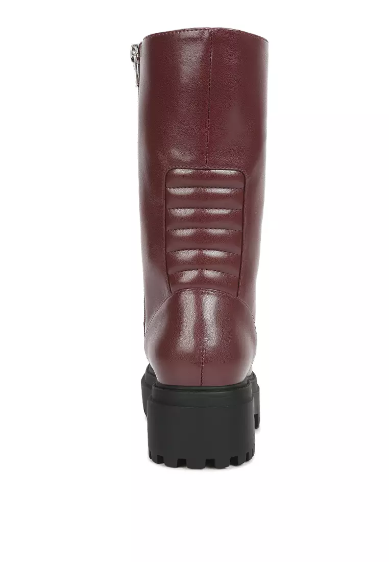 Burgundy, Lug Sole Boots berpanel