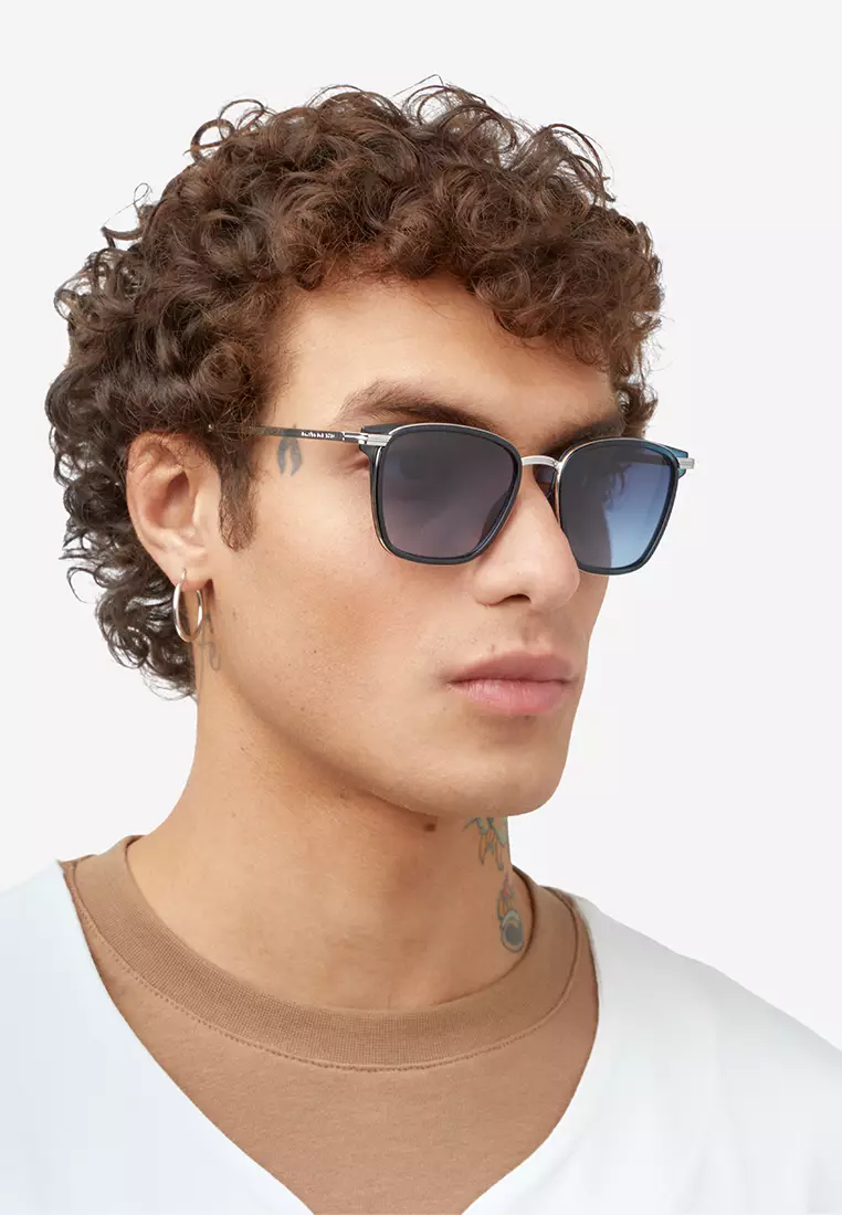 HAWKERS Navy Blue Denim INK Sunglasses for Men and Women, Unisex. UV400 Protection. Official Product designed in Spain