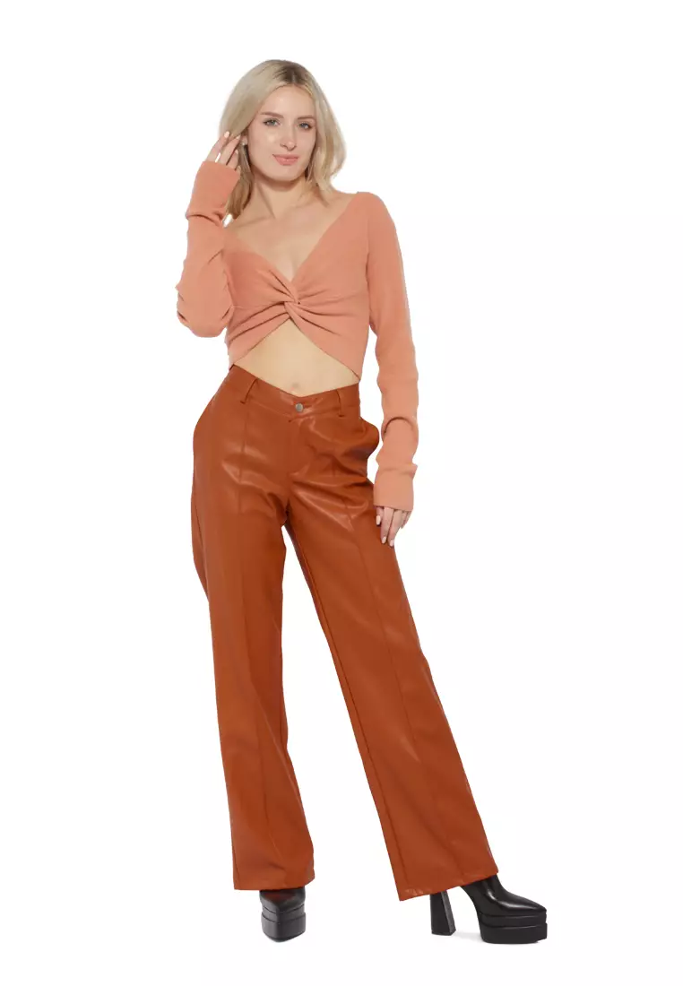 Red leather flare pants new arrivals