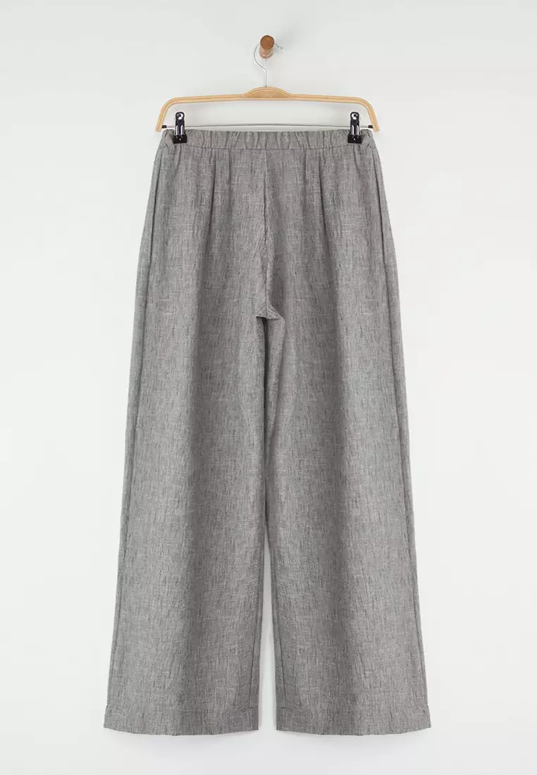 Gray Wide Leg/Wide Leg Woven Trousers Twoss25Pl00107 Palazzo