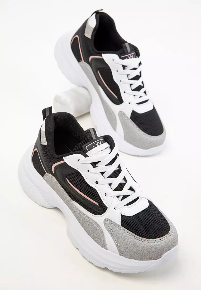 White-Black-Powder Women's Sneaker 20413