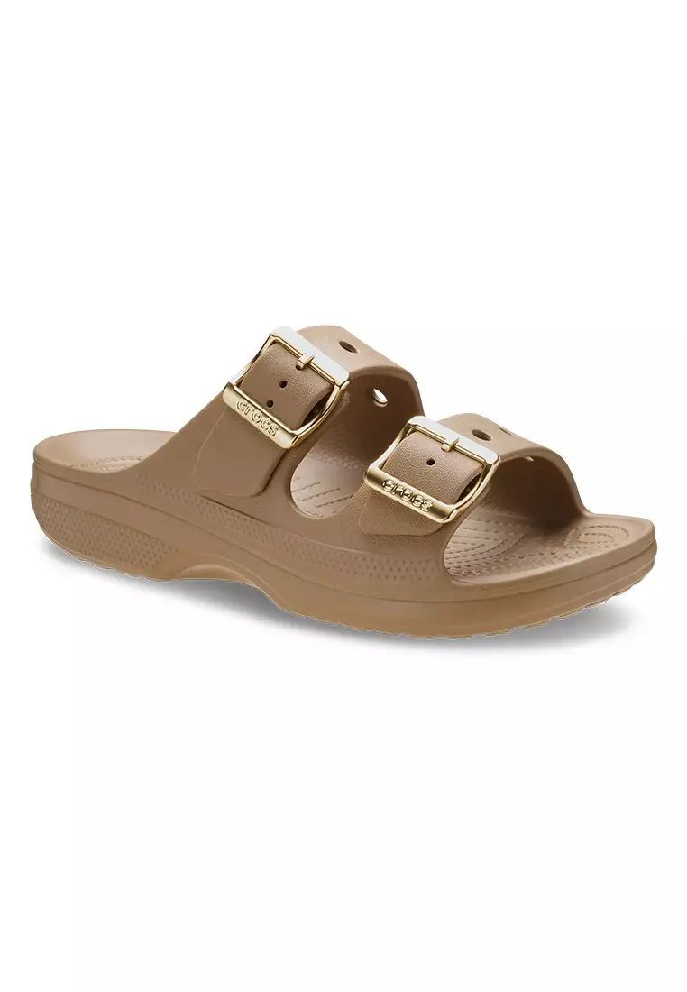 Crocs Women Saturday Metallic Buckle Sandal Sepia