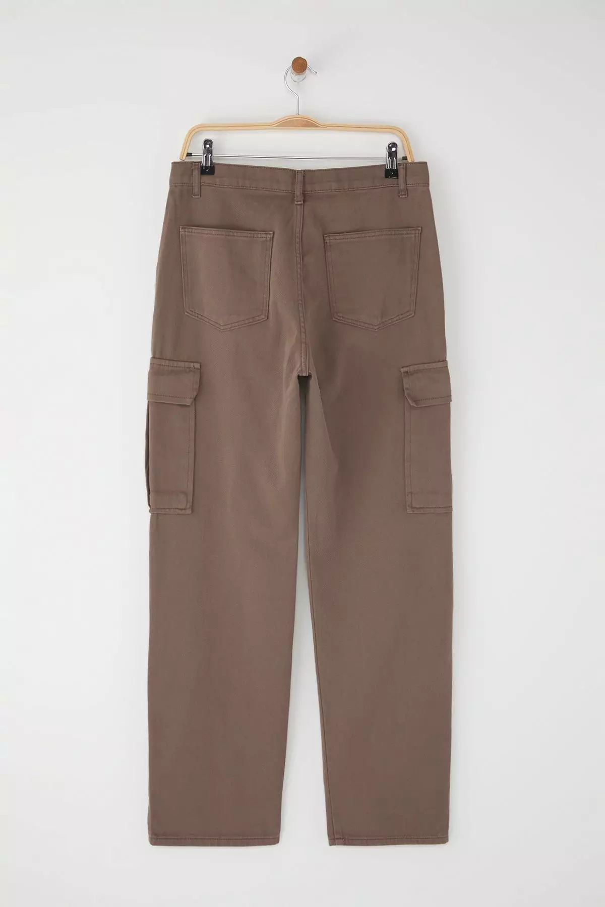 Mink Cargo Pocket Gabardine Baggy/Loose Cut 100% Cotton Casual Trousers TMNSS24PL00021