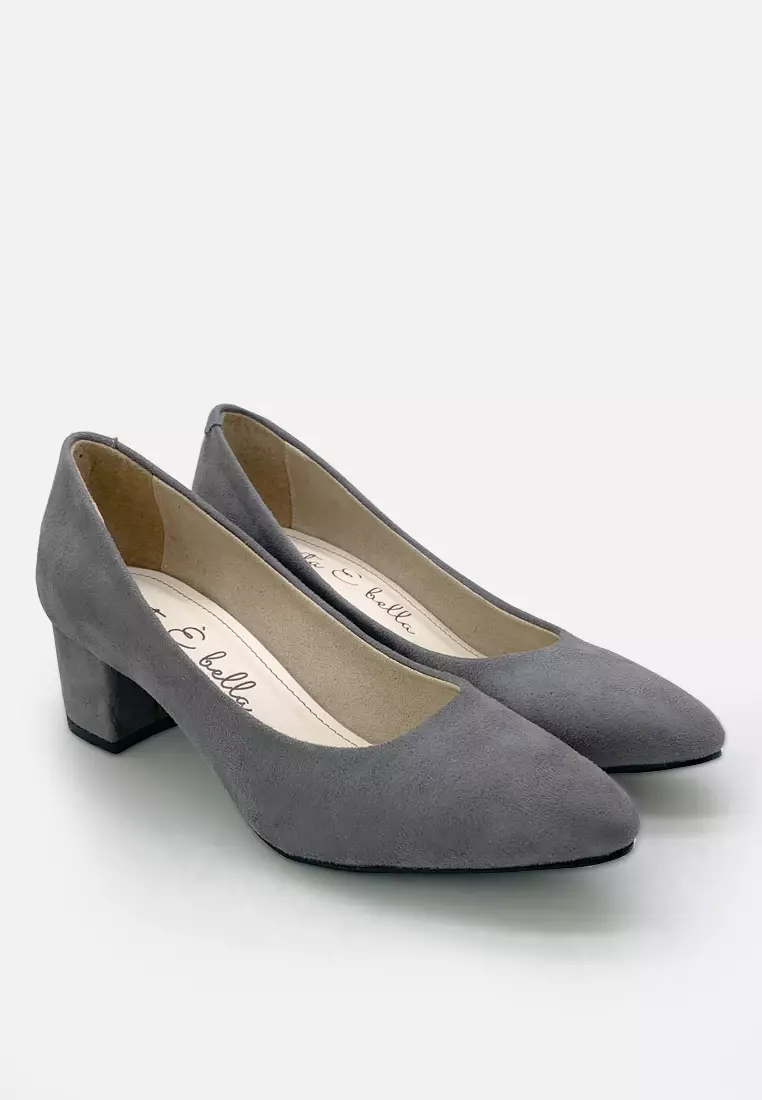 Blanche Pointed Toe Pumps Sepatu Block Heels Wanita
