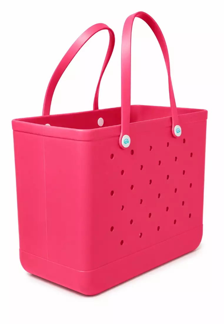 Heavy-Duty Waterproof EVA Rubber Tote Bag Utility Grocery Bag Washable Beach Bag - Coral Oasis